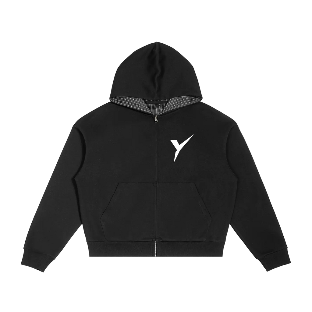 STRYVE Black Boxy Zip Hoodie